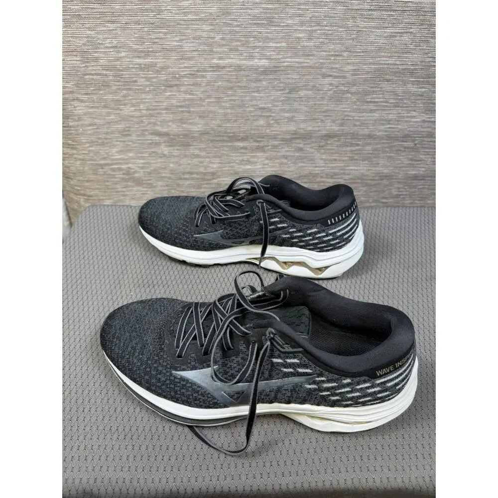 Mizuno Wave Inspire 17 Shoes Womens Size 11.5 Black Waveknit Running Sneakers